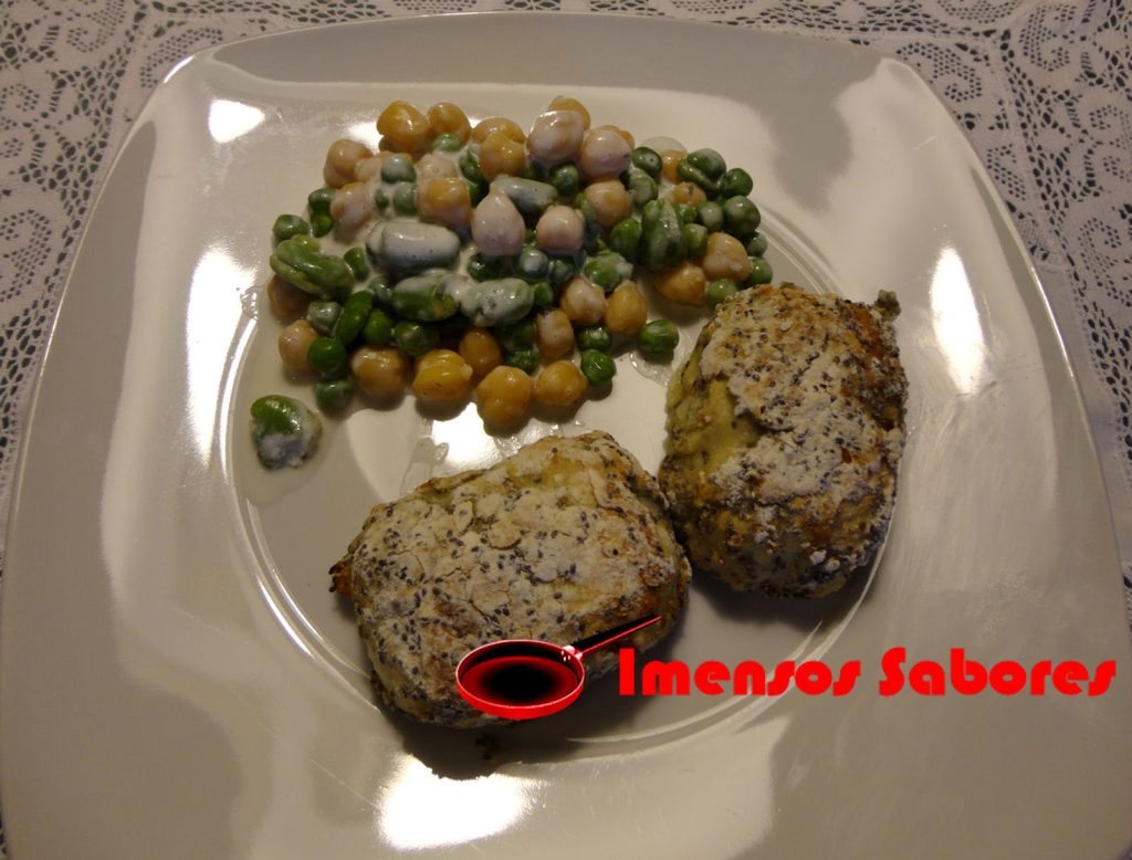 Medalhões de pescada branca com crosta de sementes de chia