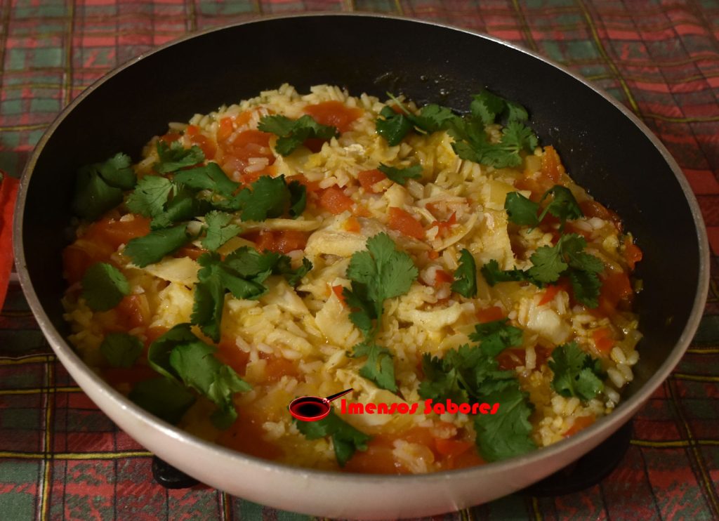 Bacalhau com arroz de tomate picante