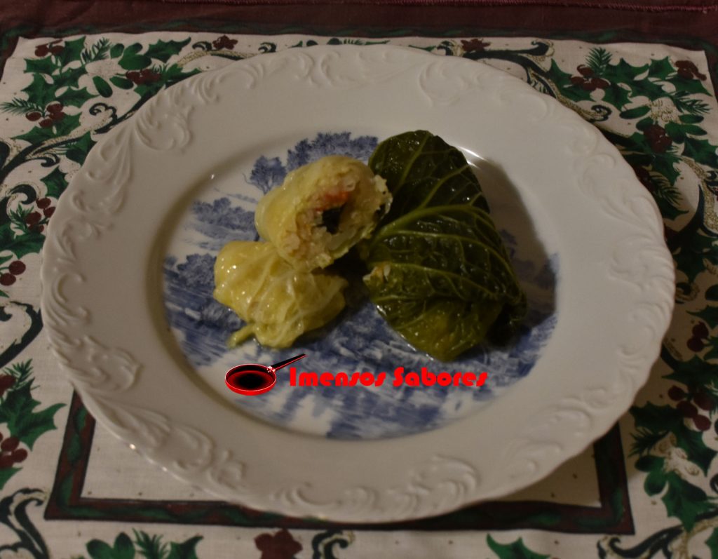 Charuto de bacalhau com couve lombarda