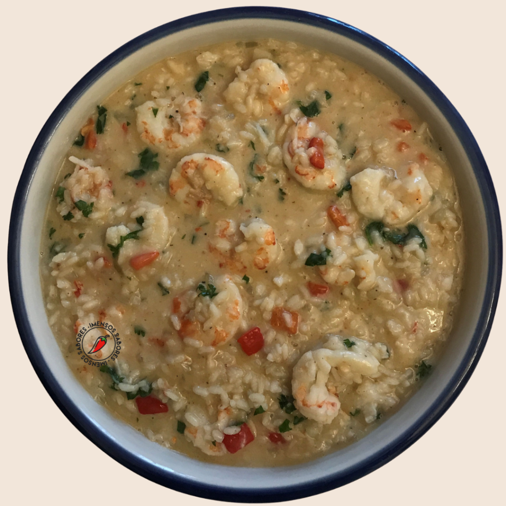Risoto de camarão com leite de coco