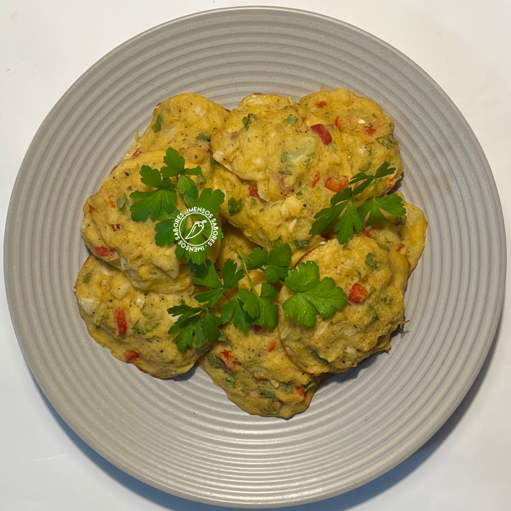 Pataniscas de bacalhau com farinha de quinoa assadas
