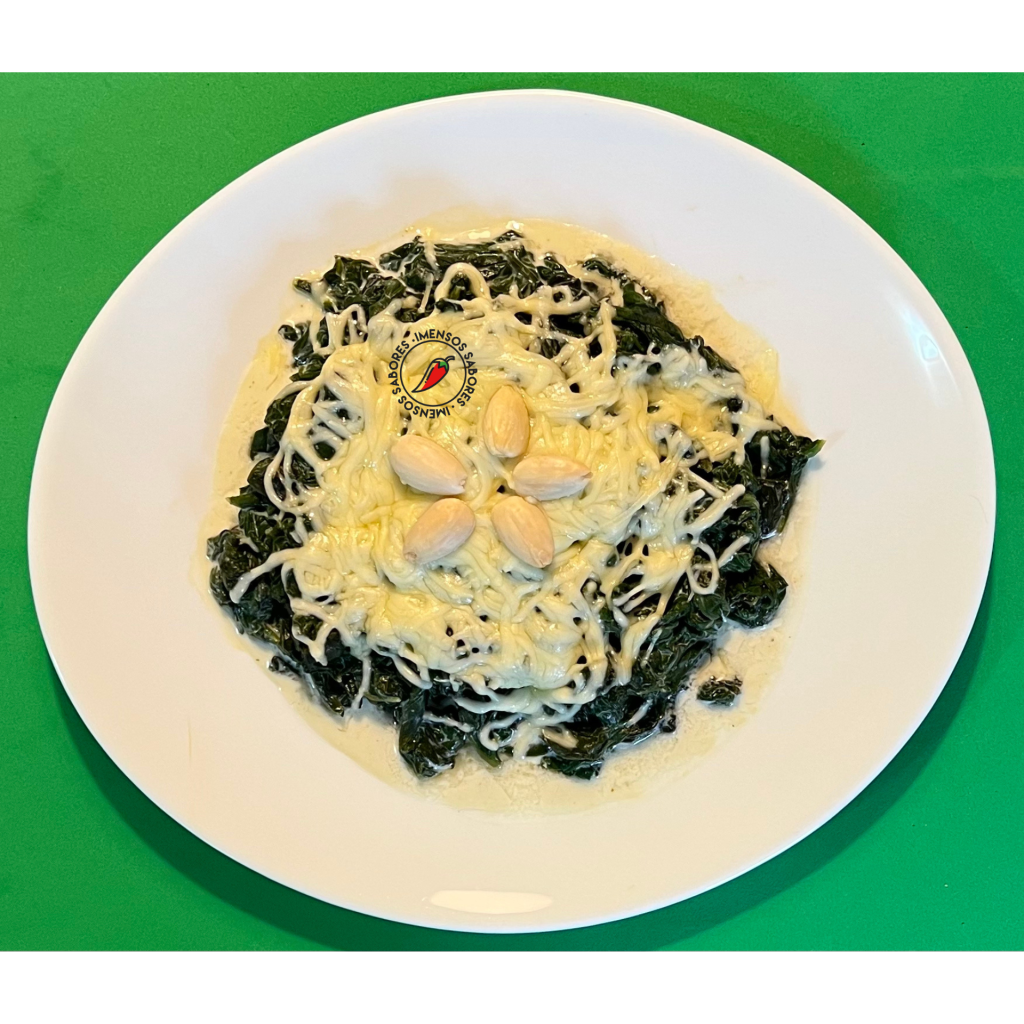 Espinafre gratinado com iogurte e emmental