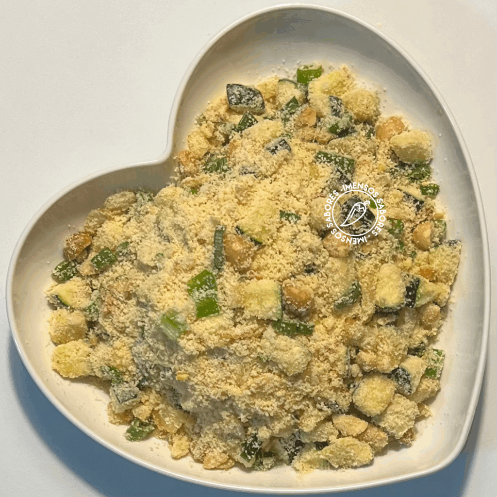 Farofa de abobrinha (courgette) com farinha de mandioca e macadâmia